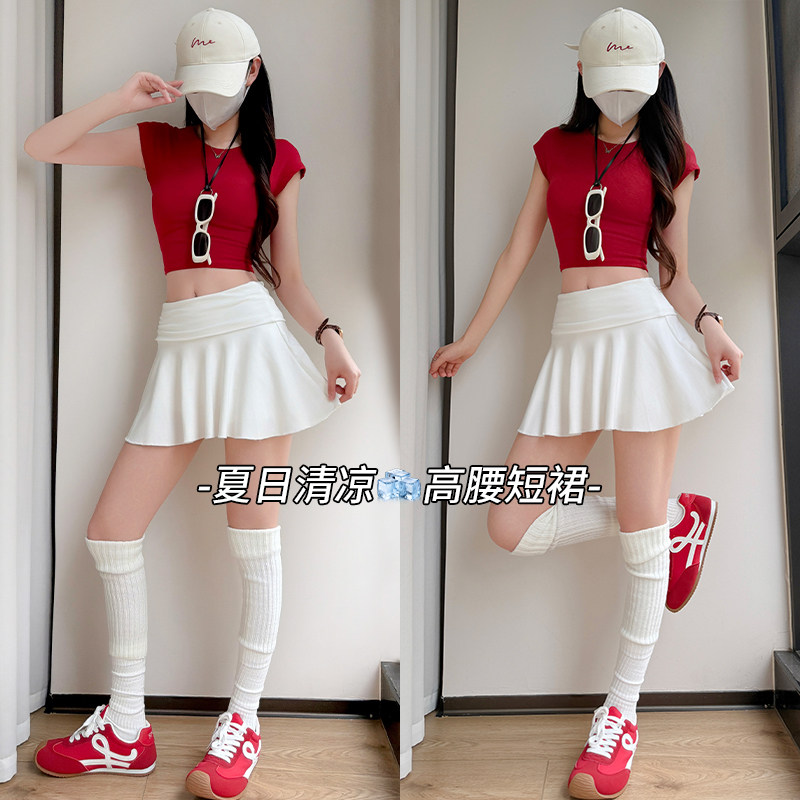 韩系氛围感穿搭网球短裙女2026