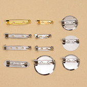 金属安全别针锁头带孔圆盘底托自制DIY胸针徽章胸花手工饰品配件