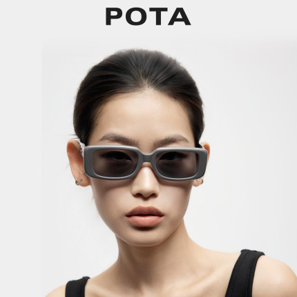 POTA复古方框潮流时尚太阳眼镜街头街拍辣妹方形高颜值墨镜PT1003