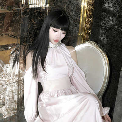 MuggleStudio原创水钻挂脖长裙