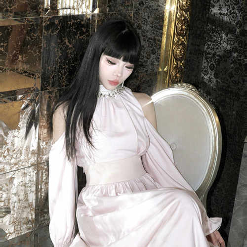 MuggleStudio原创水钻挂脖长裙