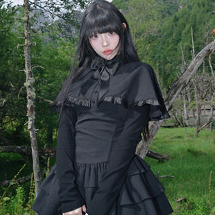 muggle studio 原创设计斗篷复古秋气质低腰蕾丝蓬蓬短裙