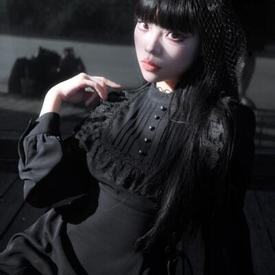 MuggleStudio纯黑收腰长裙