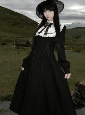 muggle studio 原创设计法式复古夏季气质收腰蕾丝连衣长裙