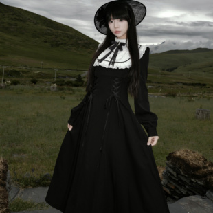 muggle studio 原创设计法式复古夏季气质收腰蕾丝连衣长裙