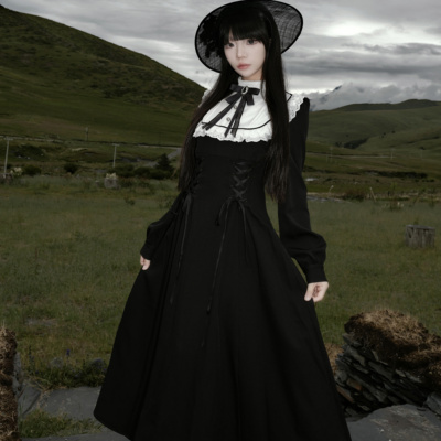 MuggleStudio原创设计黑拼白长裙