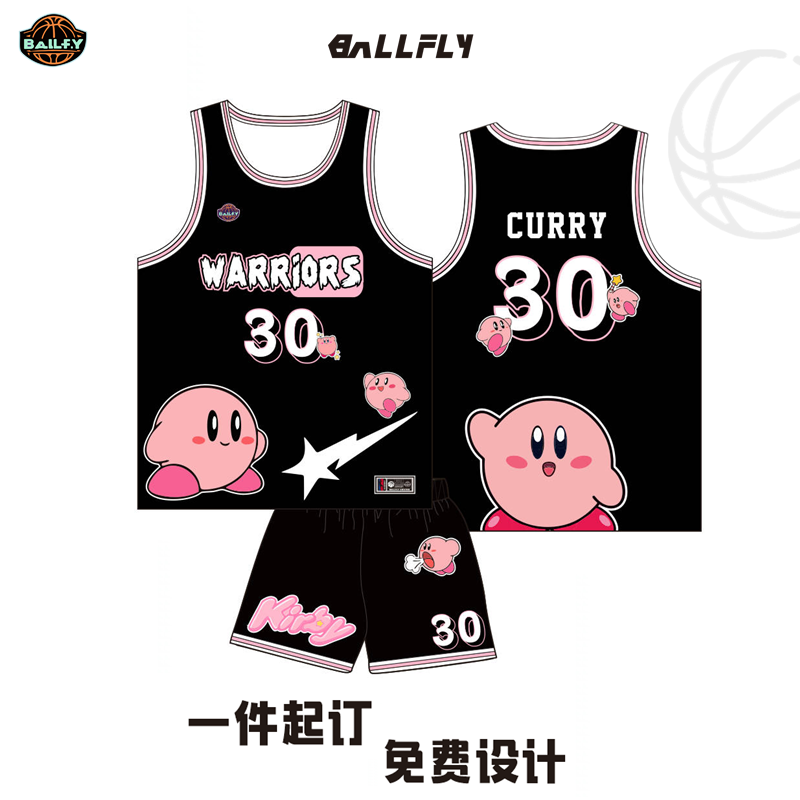 BALLFLY球服定制库里球衣星之卡比卡通儿童学生篮球服男套装队服