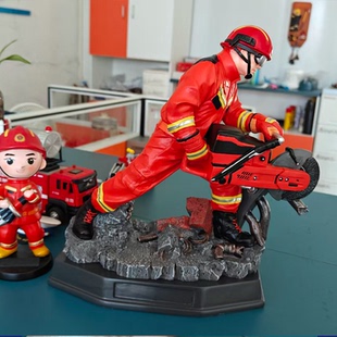 红门文化消防文创浴火先锋之分秒必争雕塑摆件退出转岗纪念品礼品