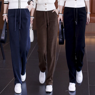 直筒裤 百搭休闲女裤 女2026新款 高腰垂感黑色阔腿裤 加绒 春秋季 窄版