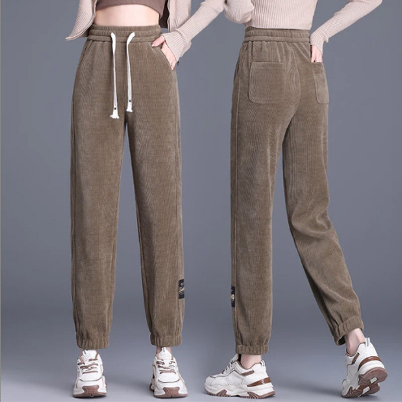 加绒欧棉绒哈伦裤女2025秋冬季新款松紧高腰加厚休闲束脚裤子,女装/女士精品,休闲裤,淘宝优惠券,粉丝福利购,淘宝优惠卷