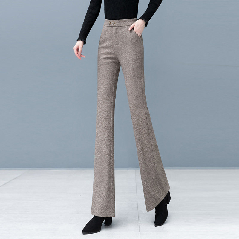 2025新款秋冬季加绒加厚毛呢裤子女休闲西装裤高腰显瘦直筒微喇裤,女装/女士精品,休闲裤,淘宝优惠券,粉丝福利购,淘宝优惠卷