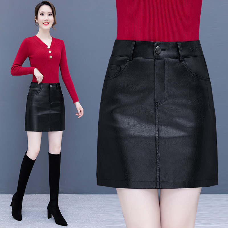 皮裙女半身裙2025新款春秋冬季高腰a字短裙显瘦时尚一步包臀裙子