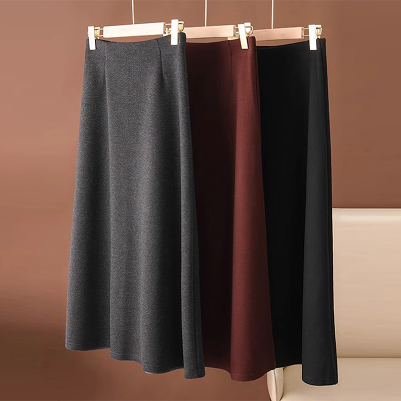 毛呢a字半身裙女秋冬2025新款巨好看的气质长裙高腰伞裙子