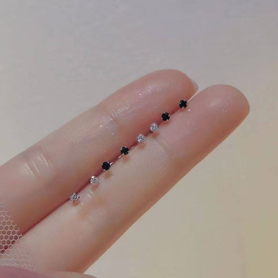养耳洞睡觉免摘精致小巧耳骨钉闪闪耳钉女耳环迷你简约透明隐形潮