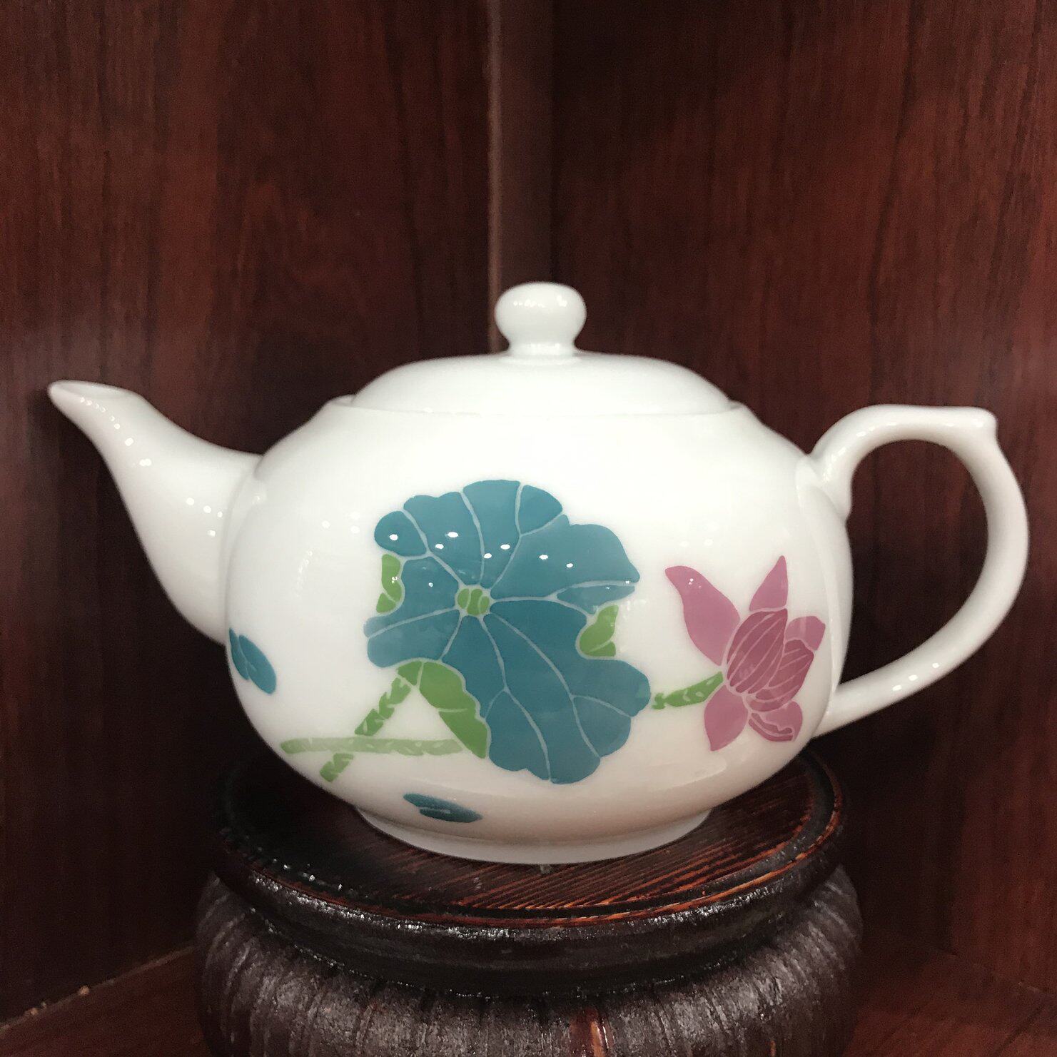 醴陵釉下五彩瓷手绘小茶壶花色:荷花底标中国醴陵ldo高端泡茶壶
