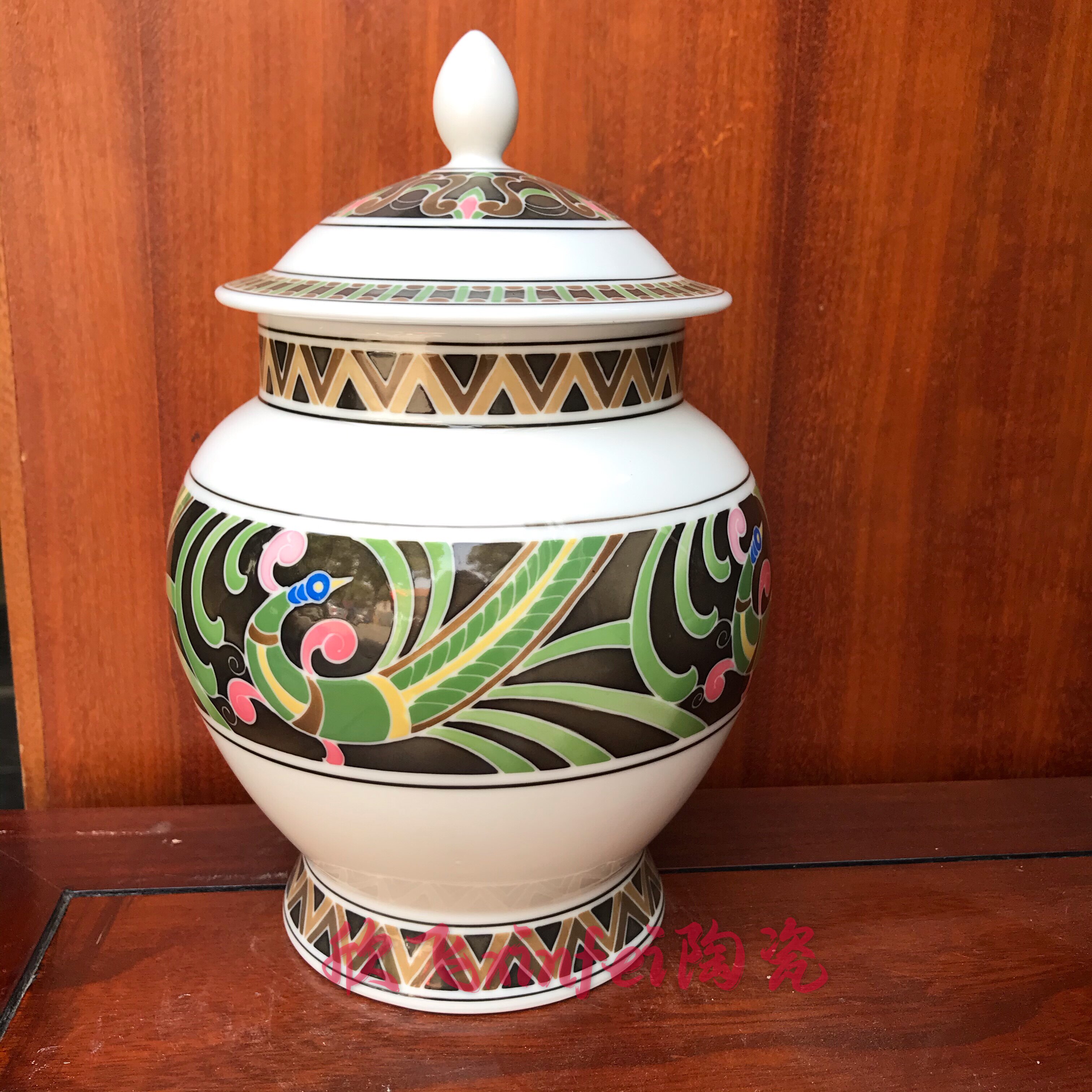 醴陵釉下五彩瓷手绘茶叶罐高度约22cm花瓶 摆件装饰品mhq高温陶瓷
