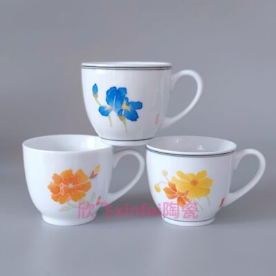 醴陵釉下五彩手绘莲子杯不带盖容量约220ml 清仓 待客高温瓷茶杯