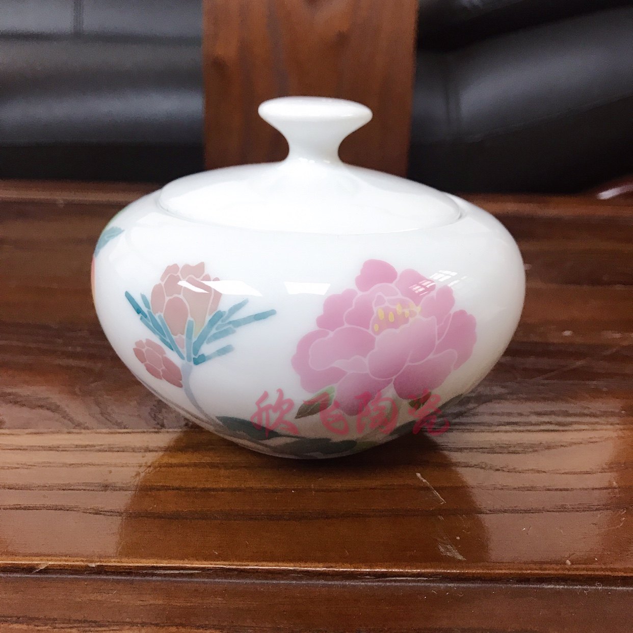 醴陵瓷器红官窑正品手绘陶瓷糖缸小号 带盖罐子mff复古居家礼品瓷