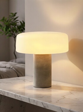 后现代简约天然洞石台灯客厅卧室书房床头大理石样板间别墅酒店灯