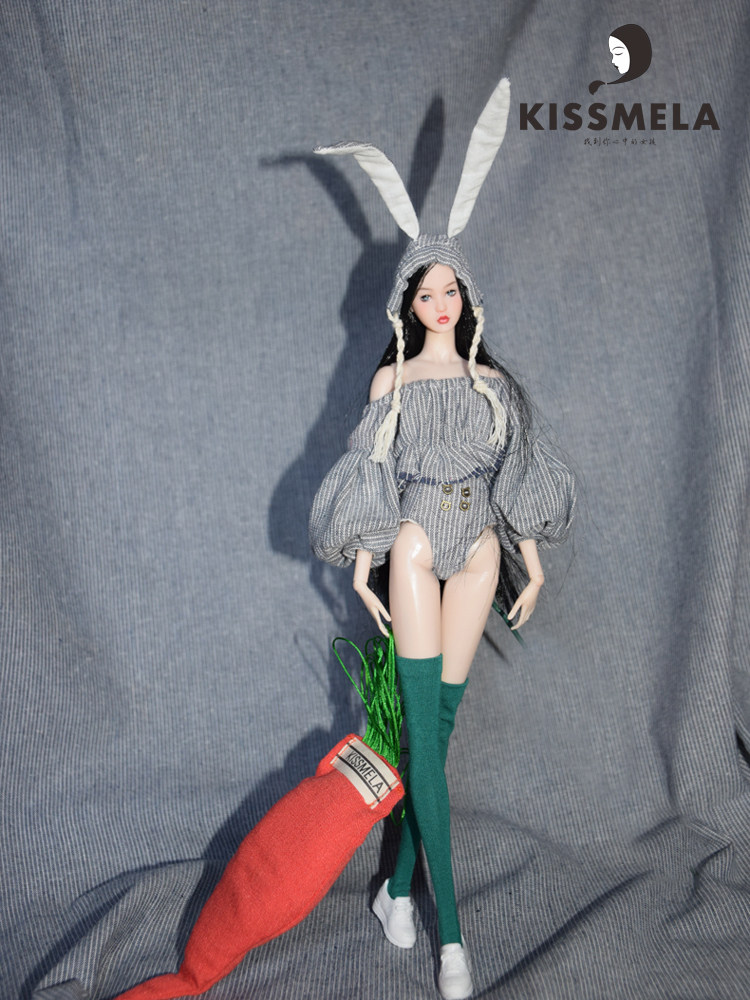 kissmela原创手工六分兔女郎娃衣换装娃娃超模玩偶衣服带可拆帽子