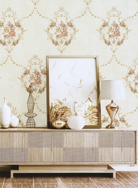 3D立体浅紫色欧式田园壁纸 复古浅绿色欧式宫廷花条纹墙纸AB版