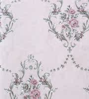 3D light yellow European-style country large flower wallpaper, retro light purple European-style court flower striped wallpaper AB version thumbnail 2