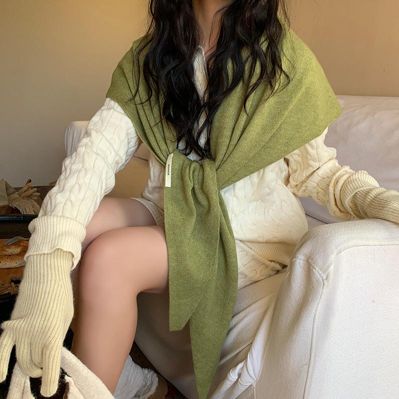 羊毛披肩羊绒纯色大三角围巾韩版