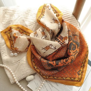 棉麻小方巾丝巾百搭薄款春秋护颈高级感多功能装饰棉质围巾小领巾