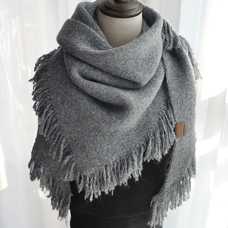 秋冬针织三角流浪休闲女披肩围巾