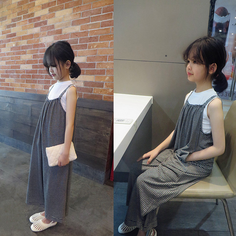 外贸韩国童装2020夏秋气质百搭杂色条纹棉涤女童阔腿吊带裤连身裤,童装/婴儿装/亲子装,裤子,淘宝优惠券,粉丝福利购,淘宝优惠卷