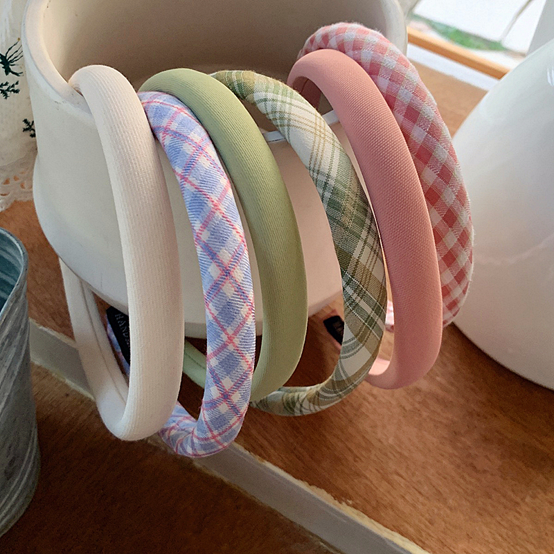 neinei童品 2023新款女童发箍 韩系小清新格纹海绵窄包边儿童发饰