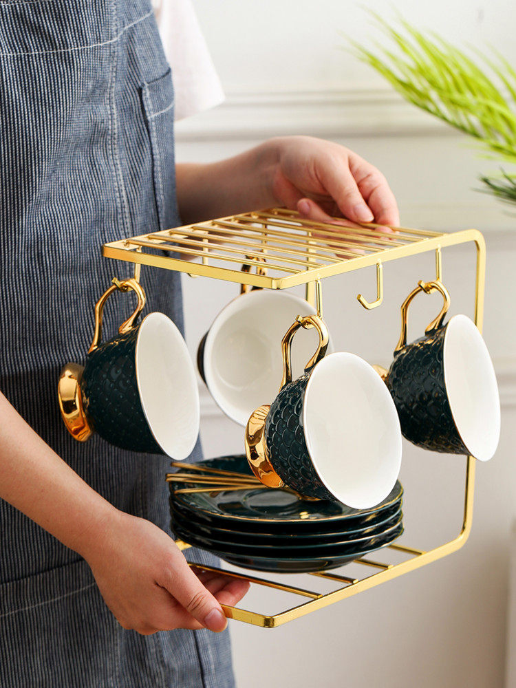 Creative coffee cup and dish rack Glass cup hanging rack Mug sub rack Coffee storage cup rack Storage rack