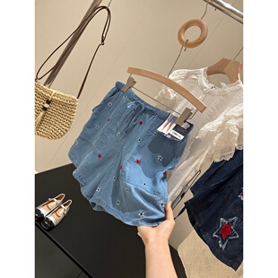 100莱赛尔！国外商场同品质150+刺绣短裤X281