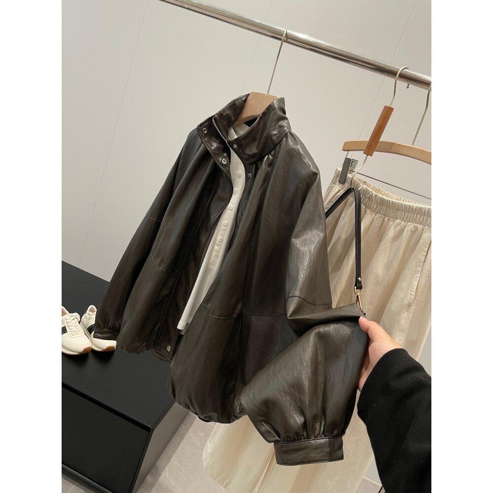 捡漏！淘到门店749廓型皮质夹克外套Y908