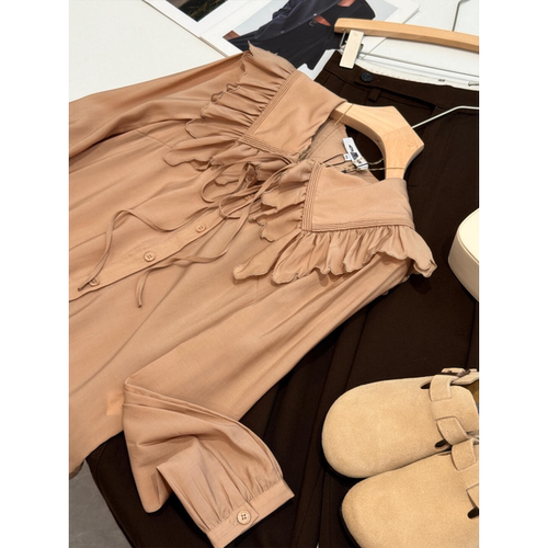 捡漏！86莱塞尔～淘到门店499休闲长袖衬衣女士减龄翻领衬衫R752