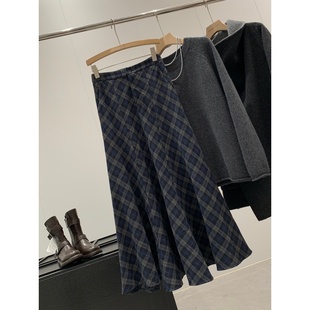 捡漏!淘到红人店258+复古格纹毛呢半身裙T316