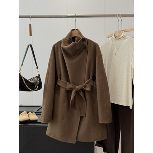 能省大几百 门店1099简约高领毛呢大衣S444 54羊毛