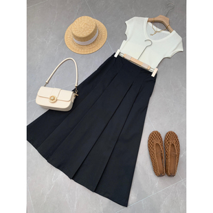 原厂跟单 半裙女裙子简约大方A字百褶裙半身裙R337 门店269中长款