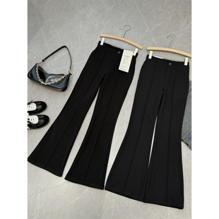 显瘦显高！戏班牙百搭舒适优雅长裤女简约舒适修身微喇休闲裤S518