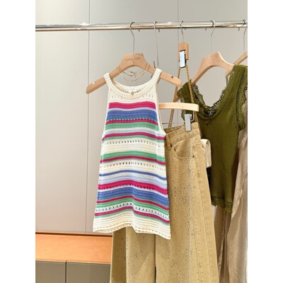 小众单捡漏！100棉！国外商场299+彩色条纹背心Y892