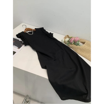 高级感长裙亚麻混纺法式连衣裙