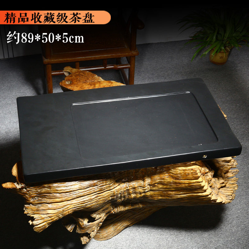 中国歙砚安徽砚台茶盘老坑龙尾山金星原石素工石头办公室茶盘文房四宝