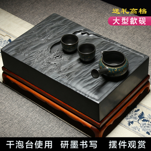 大型歙砚书法专用可磨墨安徽孤品砚台研墨石砚精品老坑眉纹天然原石湖光潋滟文房四宝收藏送礼摆件墨砚非端砚