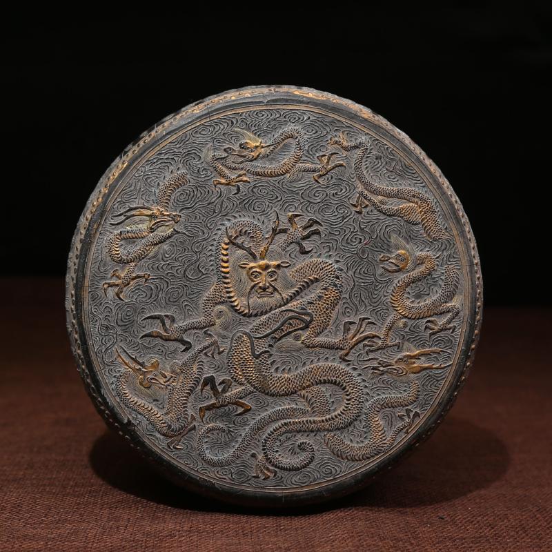 非遗老字号程君房徽墨 云龙御天鼓 古法三十八两松烟大墨条墨锭墨块文房四宝摆件臻品安徽老墨陈墨仿古墨条