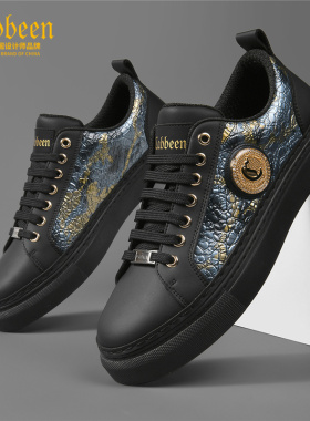 卡宾男士休闲鞋2026新款夏潮鞋爆款黑色软底板鞋男高端百搭小黑鞋