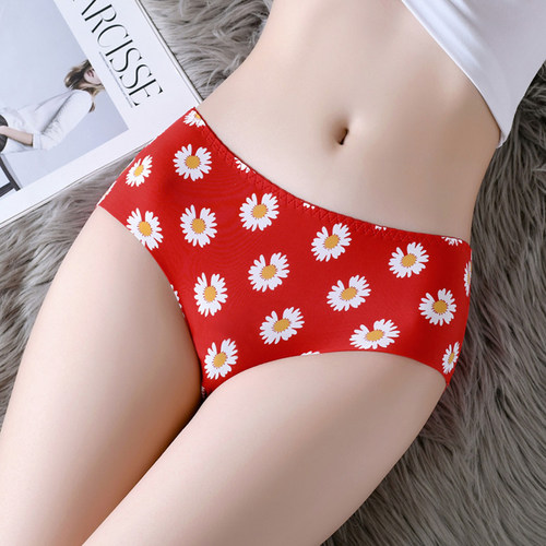 女士性感印花内裤中腰无痕高弹