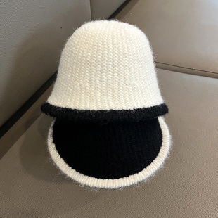 新款女童帽子儿童渔夫帽冬天女孩纯色毛线帽盆帽针织帽防寒秋冬季