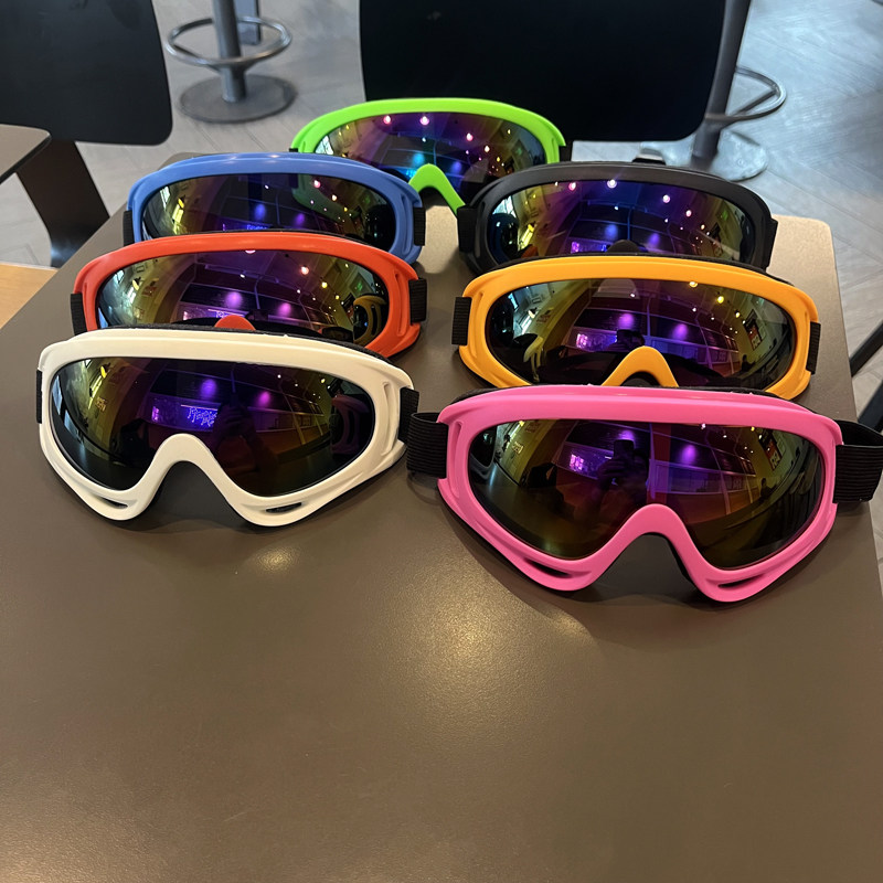 户外儿童眼镜男女童防风沙骑行太阳镜护目滑雪镜炫彩片墨镜冬季潮