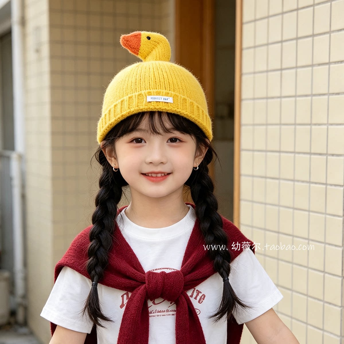 宝宝帽子男女童可爱网红大鹅针织毛线帽婴幼儿童保暖护耳帽秋冬天