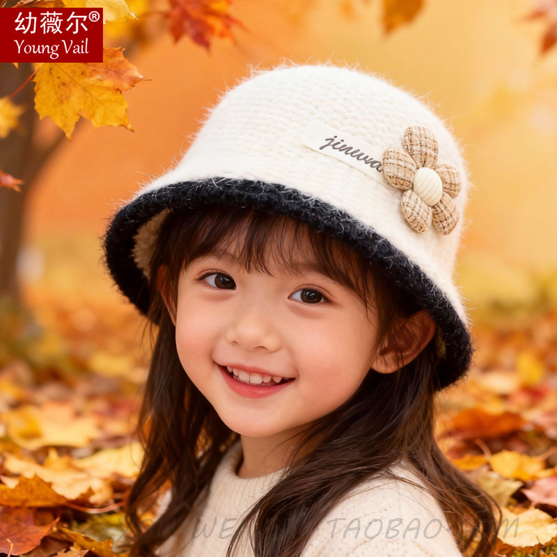 韩国儿童帽子秋冬洋气渔夫帽男童女童休闲百搭宝宝花朵水桶帽冬潮
